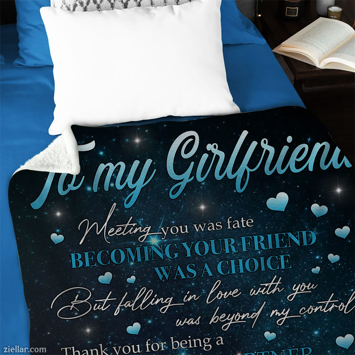 To My Girlfriend Quilt Blanket, Fleece Blanket Romantic Wolves Gift from Loving Boyfriend