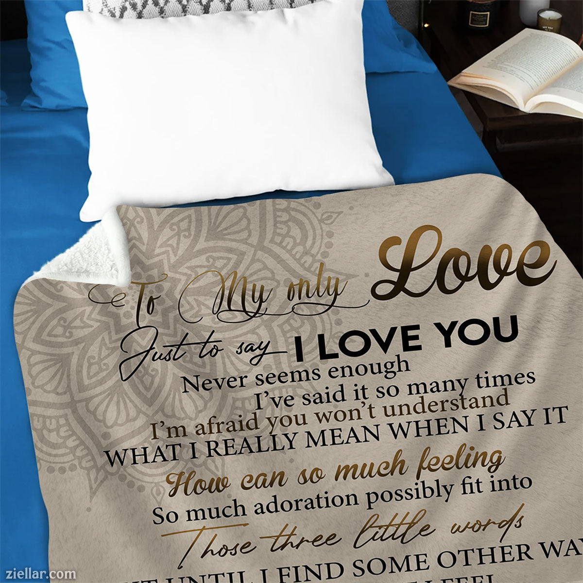 To My Love Quilt Blanket, Fleece Blanket Gift with Wolves and Romantic Nature Message