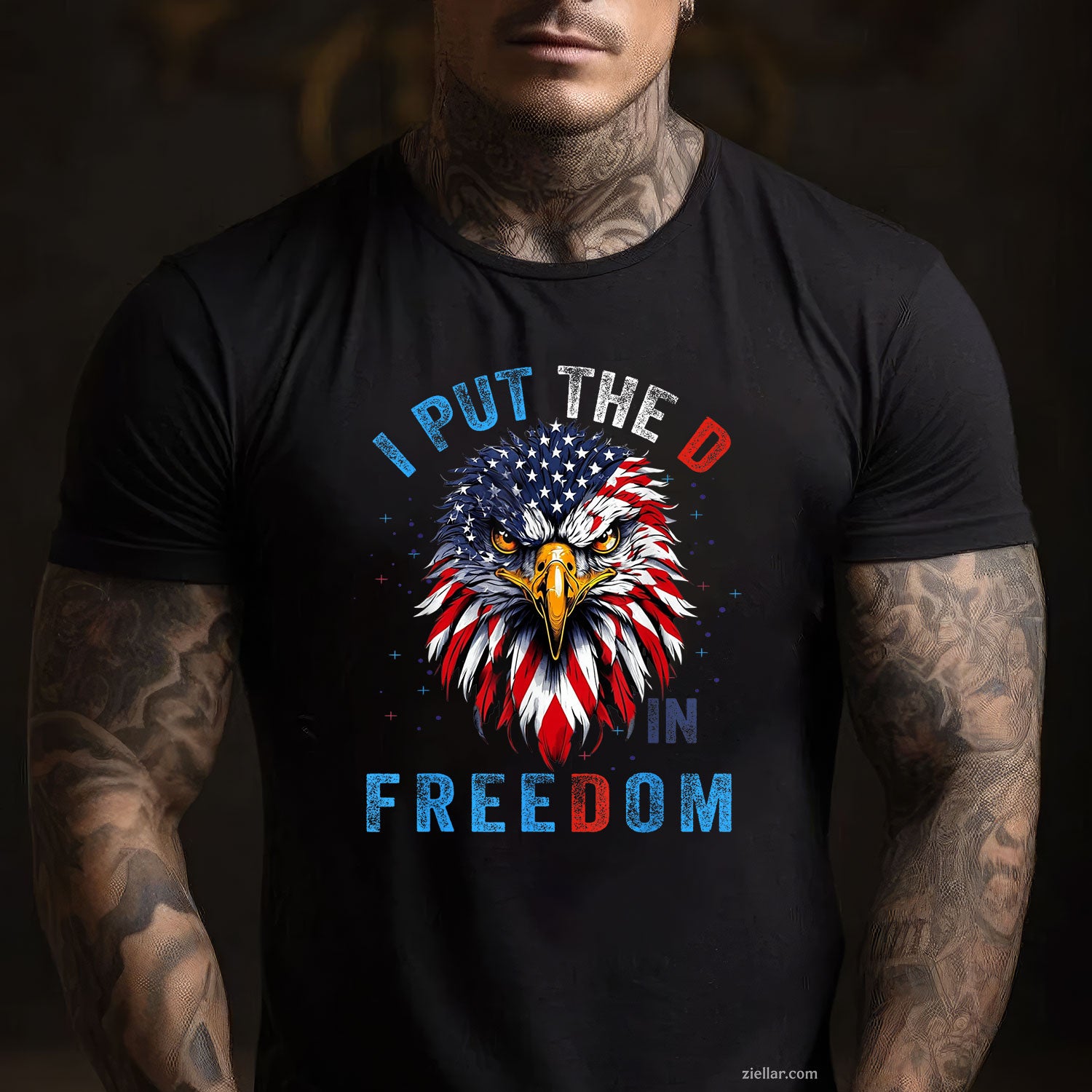 I Put The D In Freedom 4th of July Tee and T-Shirt, Funny Patriotic 4th of July USA Freedom T-Shirt for Adults