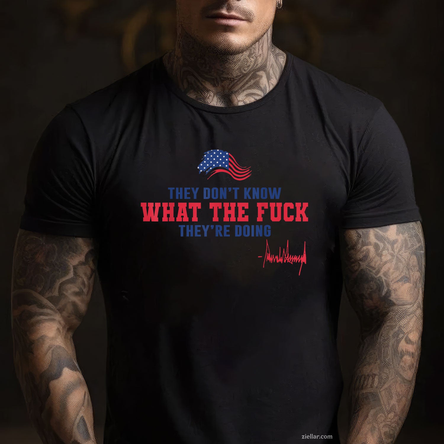 They Don't Know What The Fuck They're Doing USA Flag Tee and T-Shirt, Funny Graphic Meme T-Shirt Gift for Men and Women Adults
