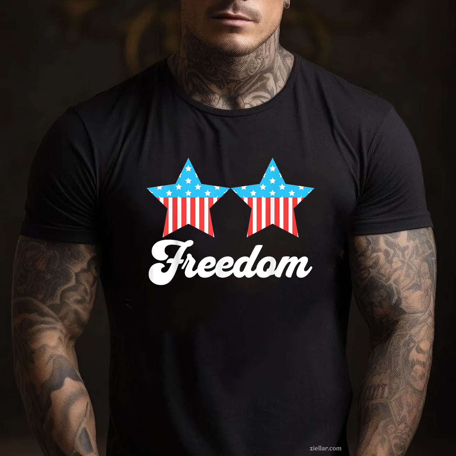 Groovy Freedom 4th of July Matching Couples Tee and T-Shirt, Funny Patriotic 4th of July USA Freedom T-Shirt for Adults