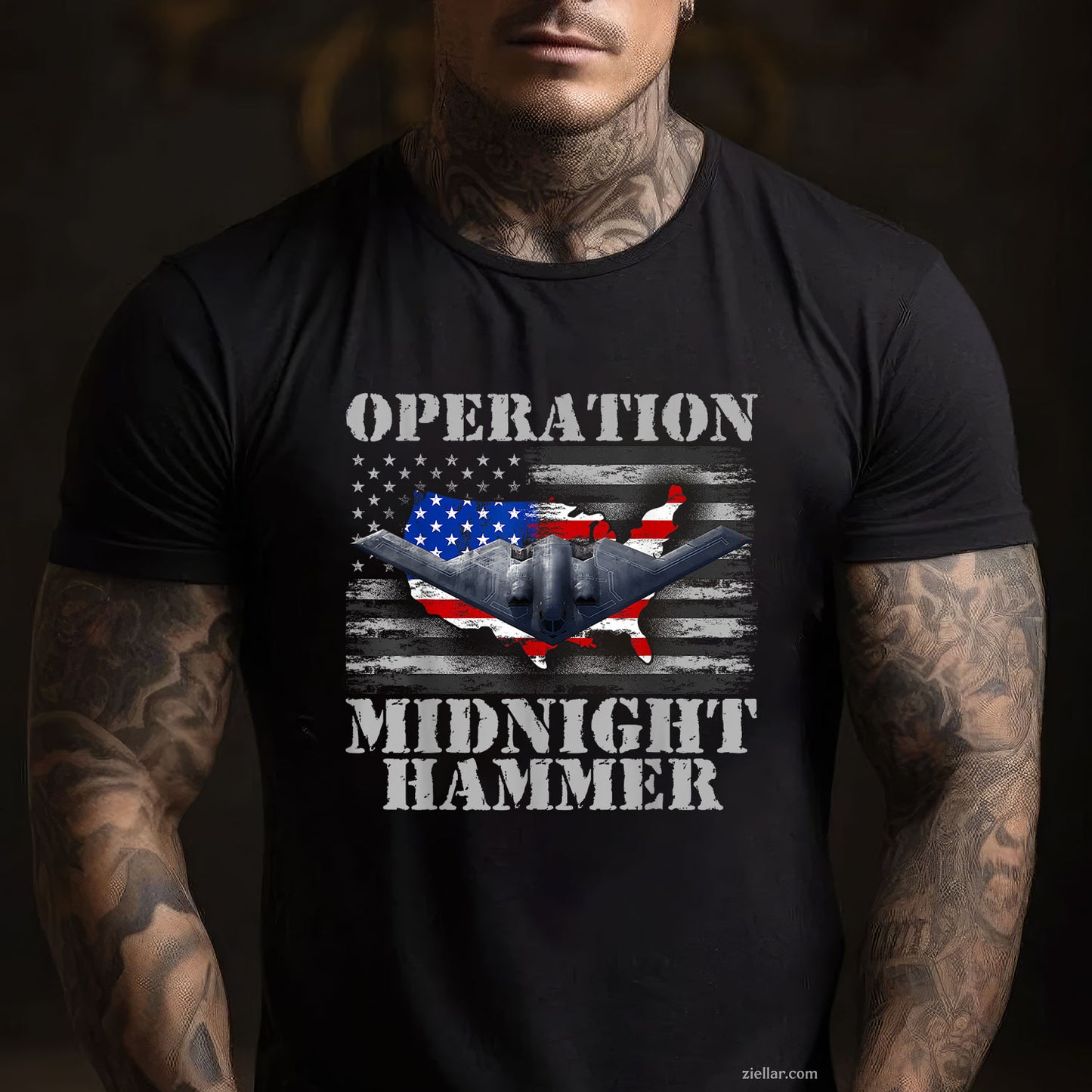 B-2 Stealth Jet Shirt Operation Midnight Hammer Tee and T-Shirt, Military Jet Tactical Midnight Hammer T-Shirt for Adults