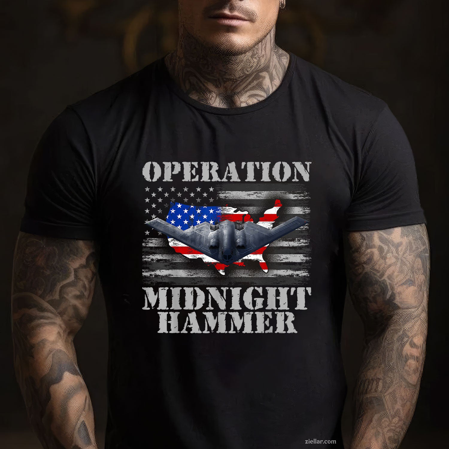 B-2 Stealth Jet Shirt Operation Midnight Hammer Tee and T-Shirt, Military Jet Tactical Midnight Hammer T-Shirt for Adults