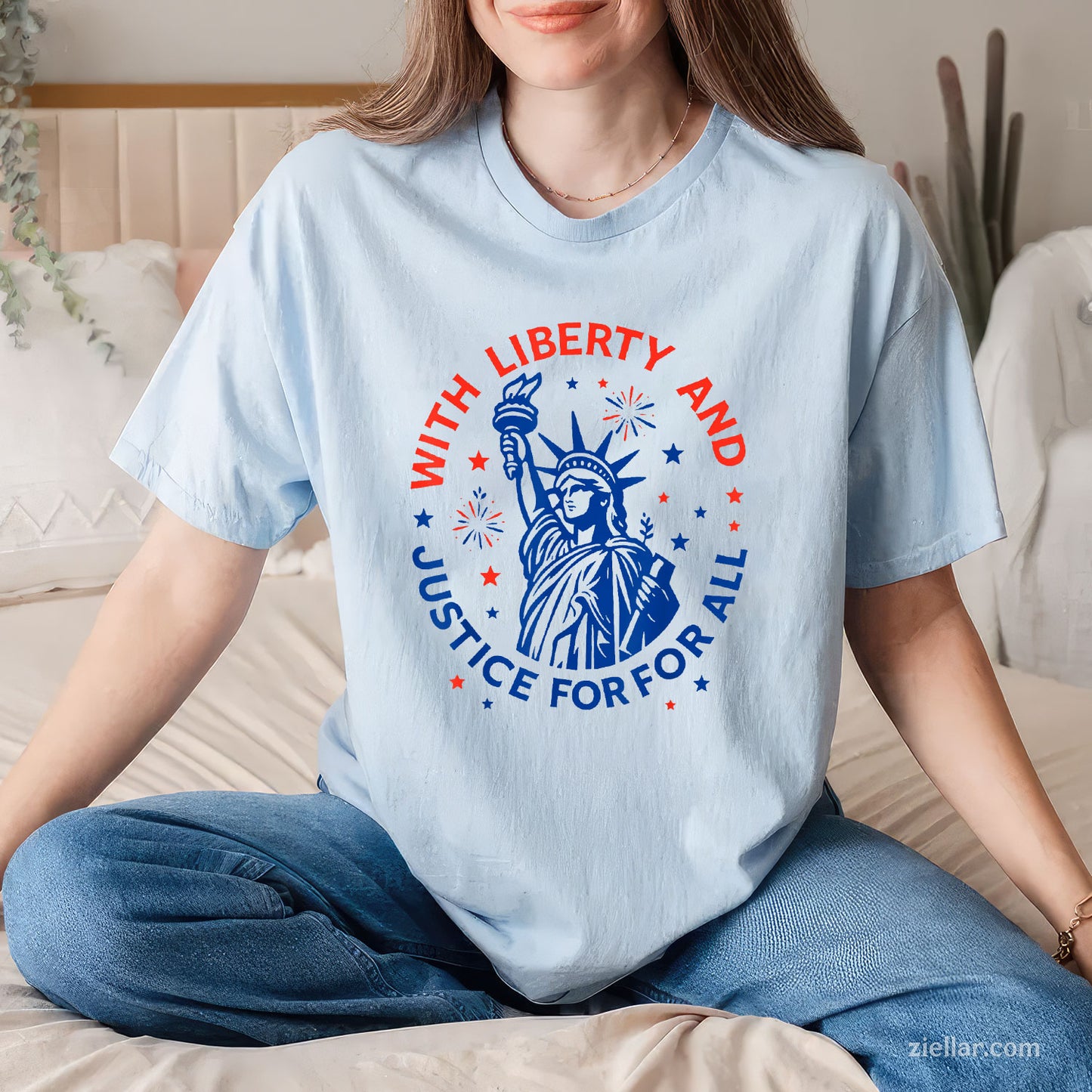 With Liberty And Justice For All Tee and T-Shirt, With Liberty and Justice for All Patriotic USA T-Shirt
