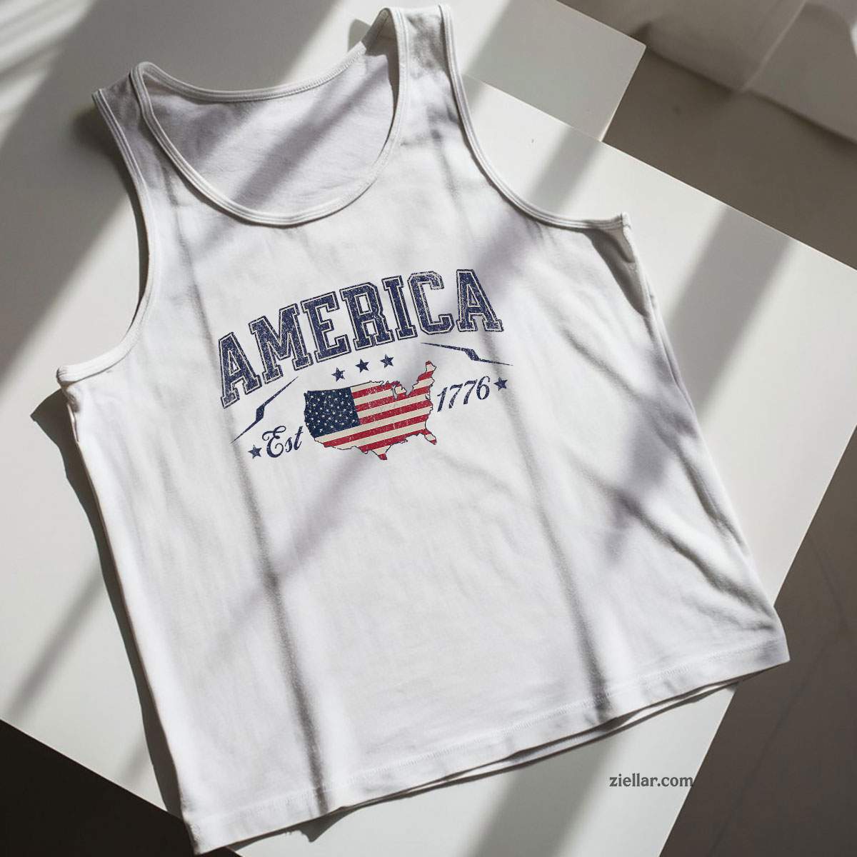 Patriotic American Flag USA Est 1776 4th of July America Tank Top Shirt
