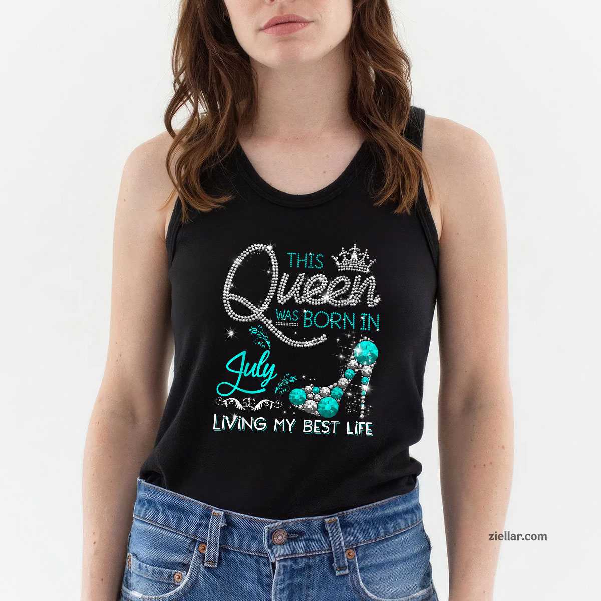 This Queen Was Born in July Living My best Life Gifts Tank Top Shirt