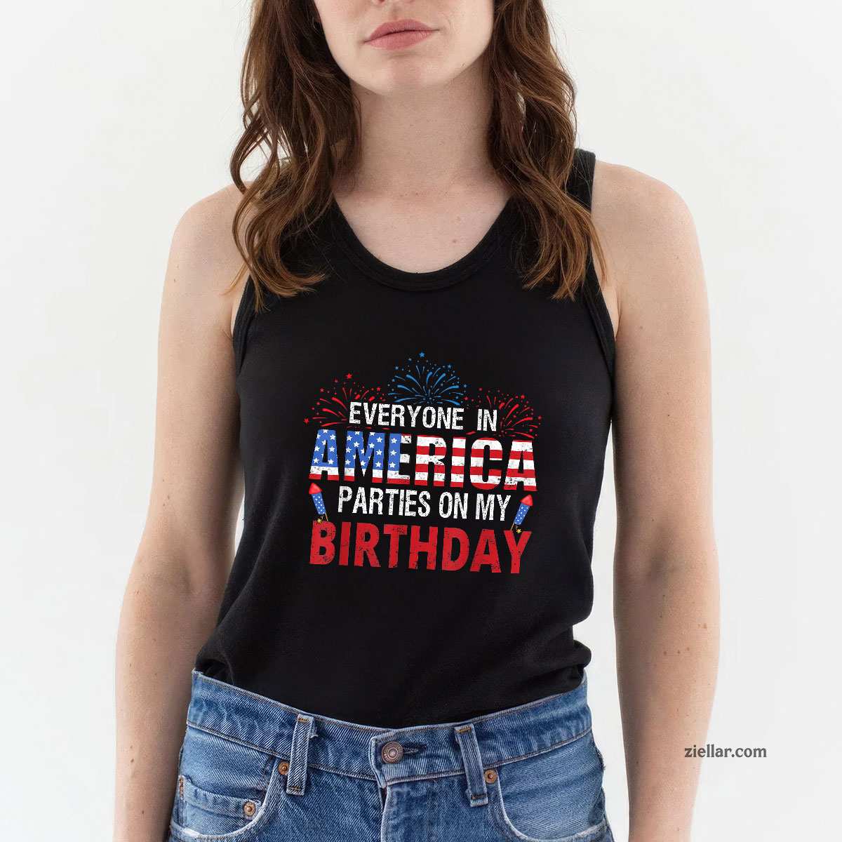 Gifts Funny Bday Born on 4th of July Tank Top Shirt, Patriotic USA Independence Day Gift