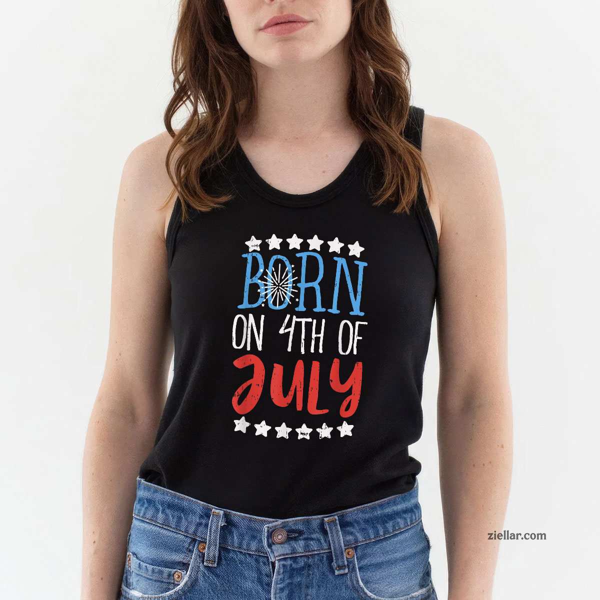Born On 4th Of July Independence Day Birthday Gift American Tank Top Shirt