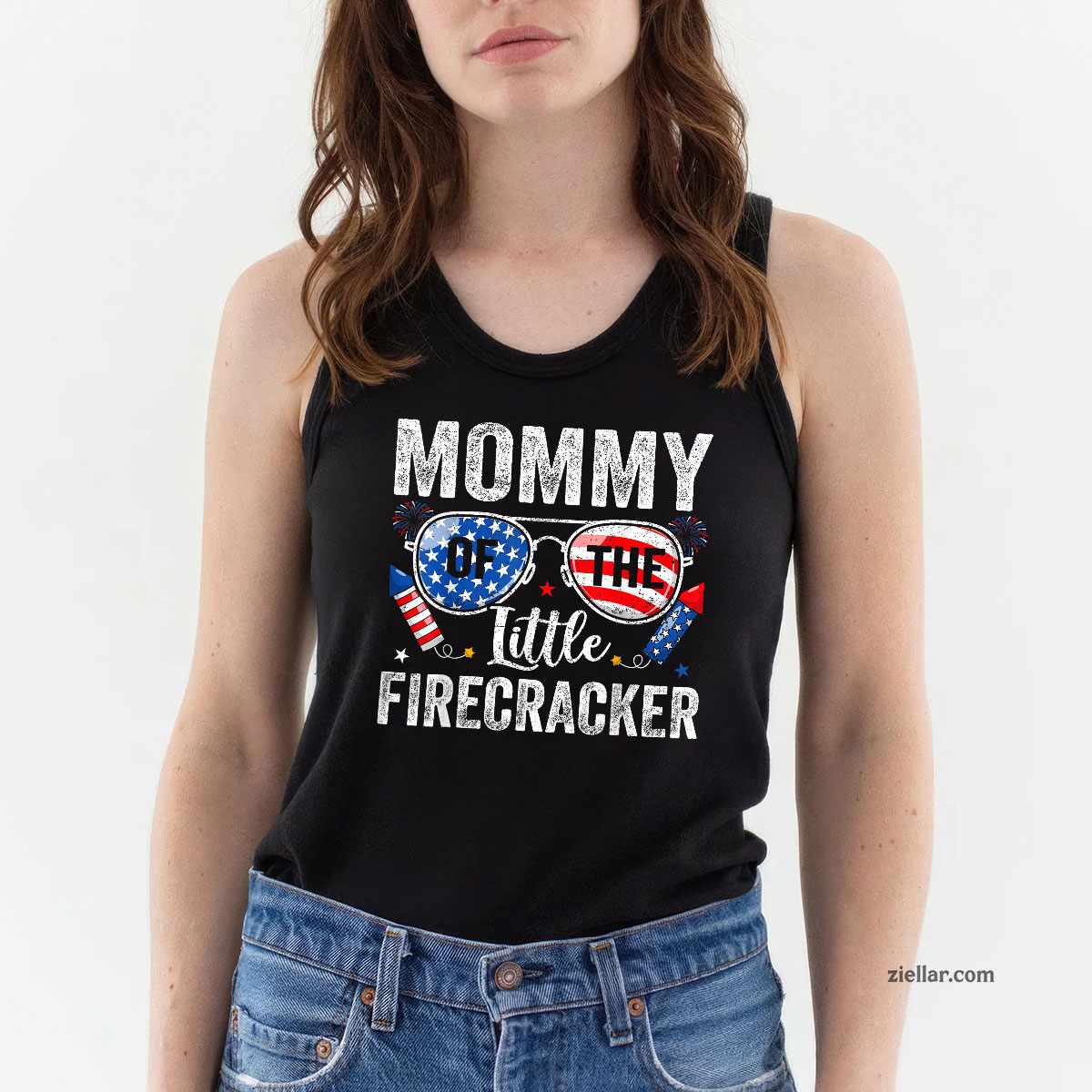 4th of July Birthday Mom Mommy Of The Little Firecracker Tank Top Shirt