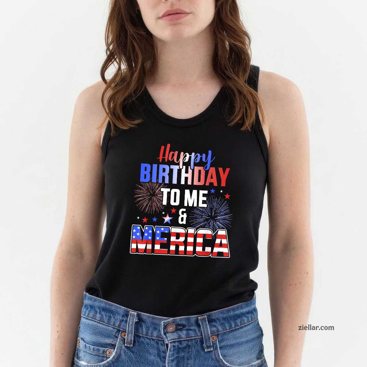 Happy birthday to me and merica with US flag 4th of July Tank Top Shirt