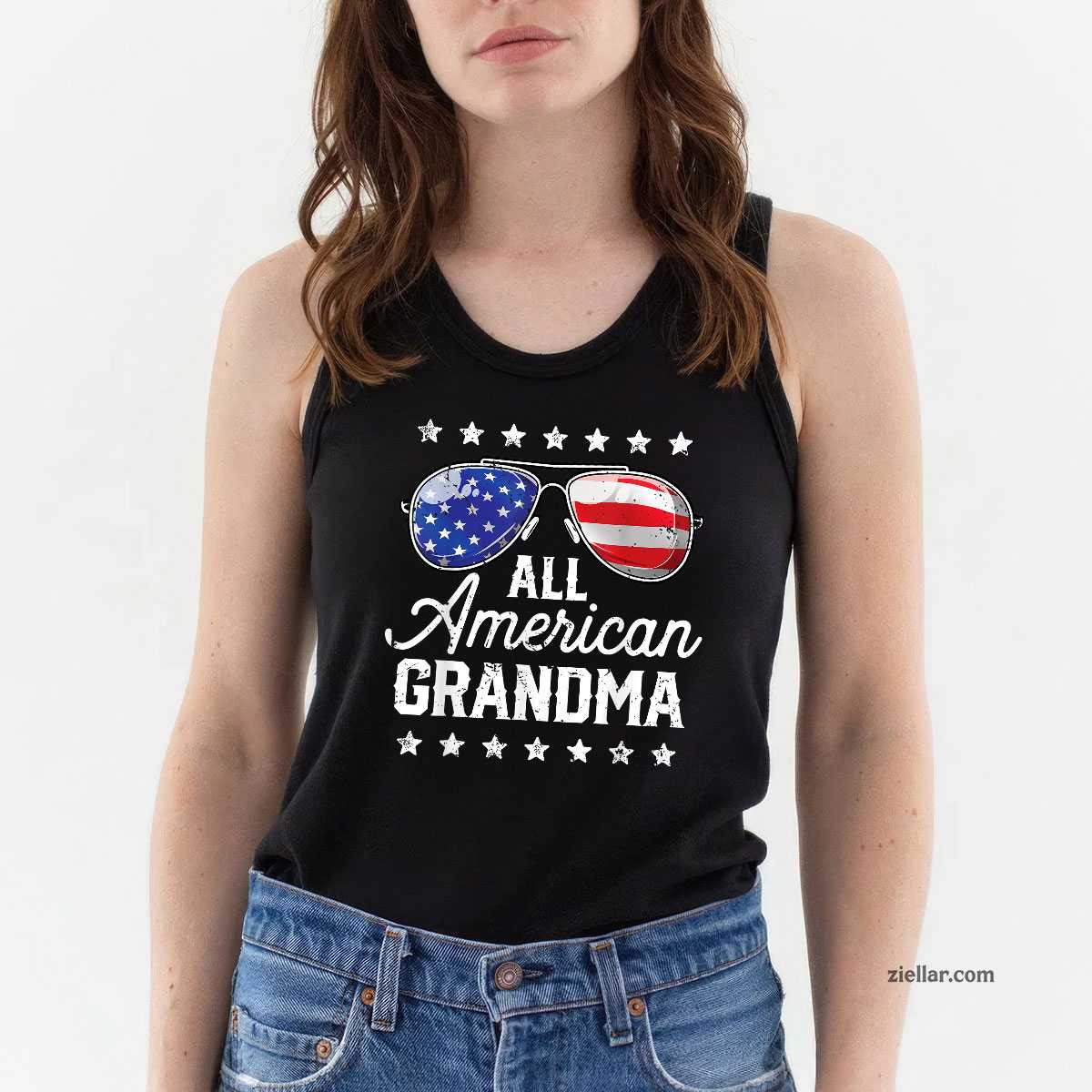 All American Grandma 4th of July Family Matching Sunglasses Tank Top Shirt