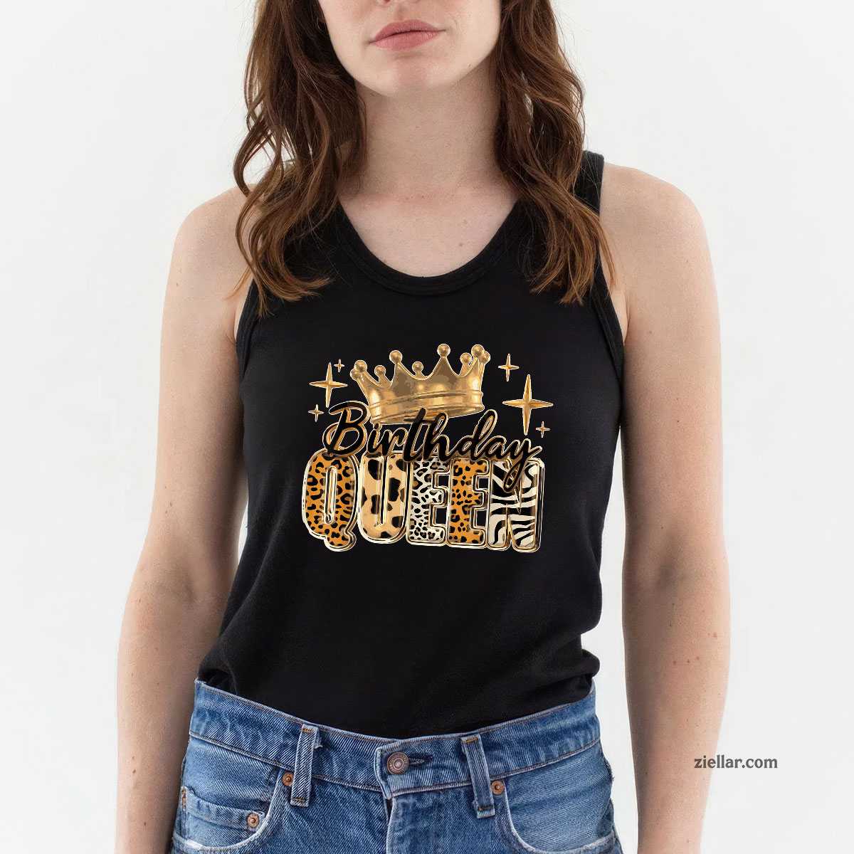 Birthday Queen Golden Crown American Afro Girls Women party Tank Top Shirt