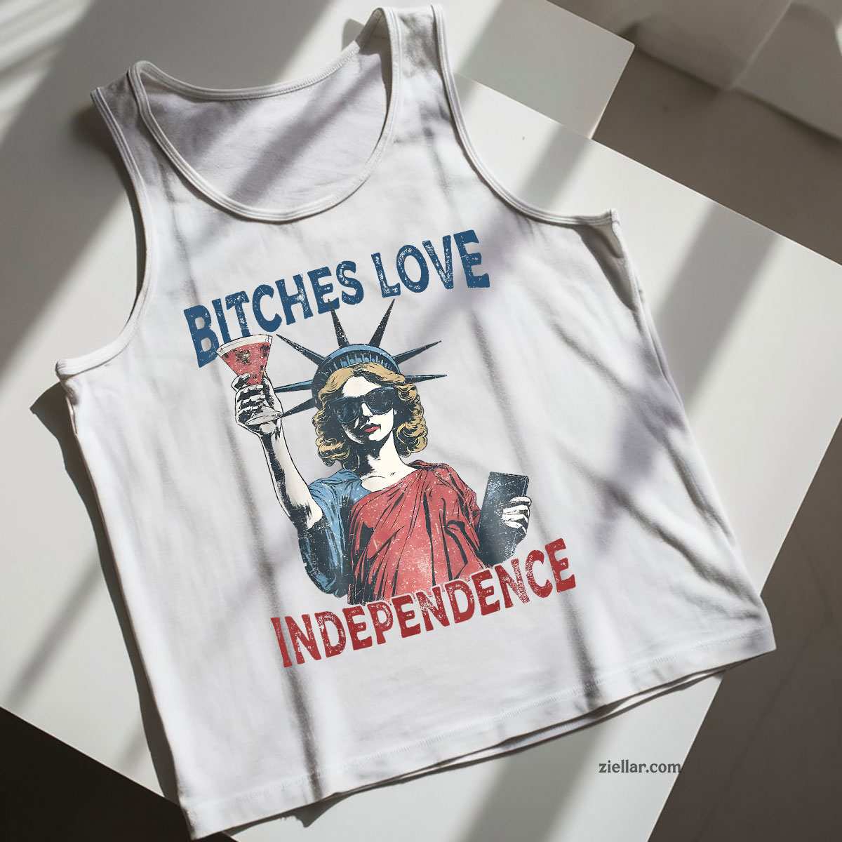 Retro Bitches Love Independence Funny 4th Of July Tank Top Shirt Tee for Men Women Unisex