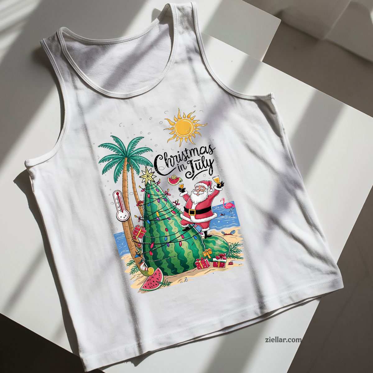 Beach Summer Tank Top Shirt Funny Christmas in July Tee and Tank Top Shirt for Men Women Adults