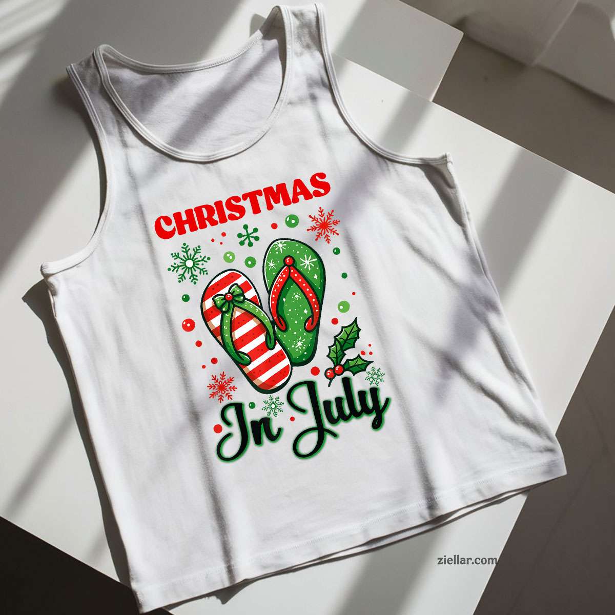 Christmas In July Flip Flops Xmas Flip Flops Summer Women Tank Top Shirt Funny Christmas in July Tee and Tank Top Shirt for Men Women Adults