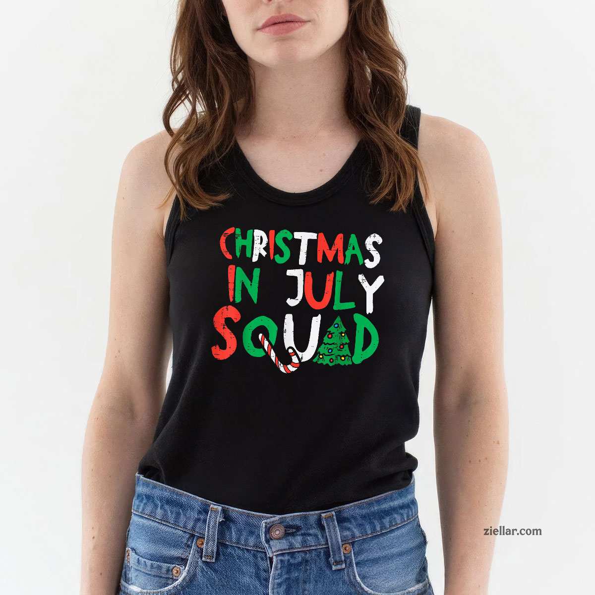 Christmas In July Squad Funny Summer Xmas Men Women Tank Top Shirt Funny Christmas in July Tee and Tank Top Shirt for Men Women Adults Tee Gift