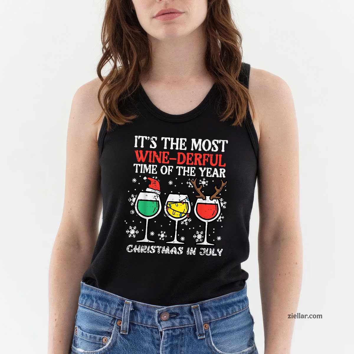 Christmas In July Most Winederful Time Funny Xmas Mom Women Tank Top Shirt Funny Christmas in July Tee and Tank Top Shirt for Men Women Adults