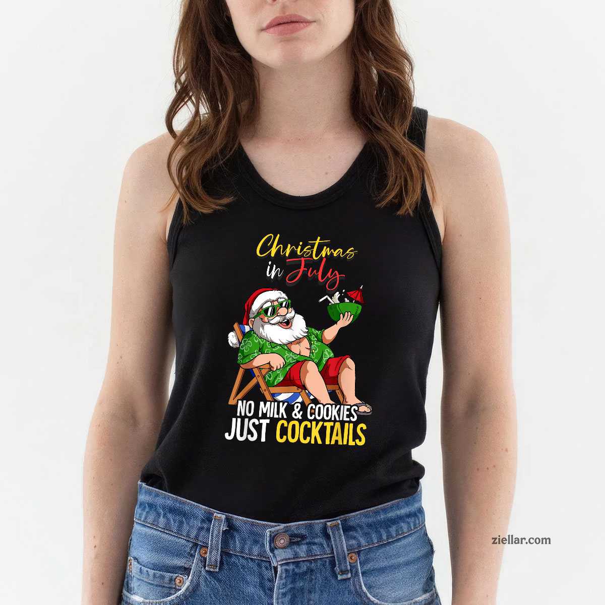 Christmas In July Santa Tank Top Shirt Funny Christmas in July Tee and Tank Top Shirt for Men Women Adults