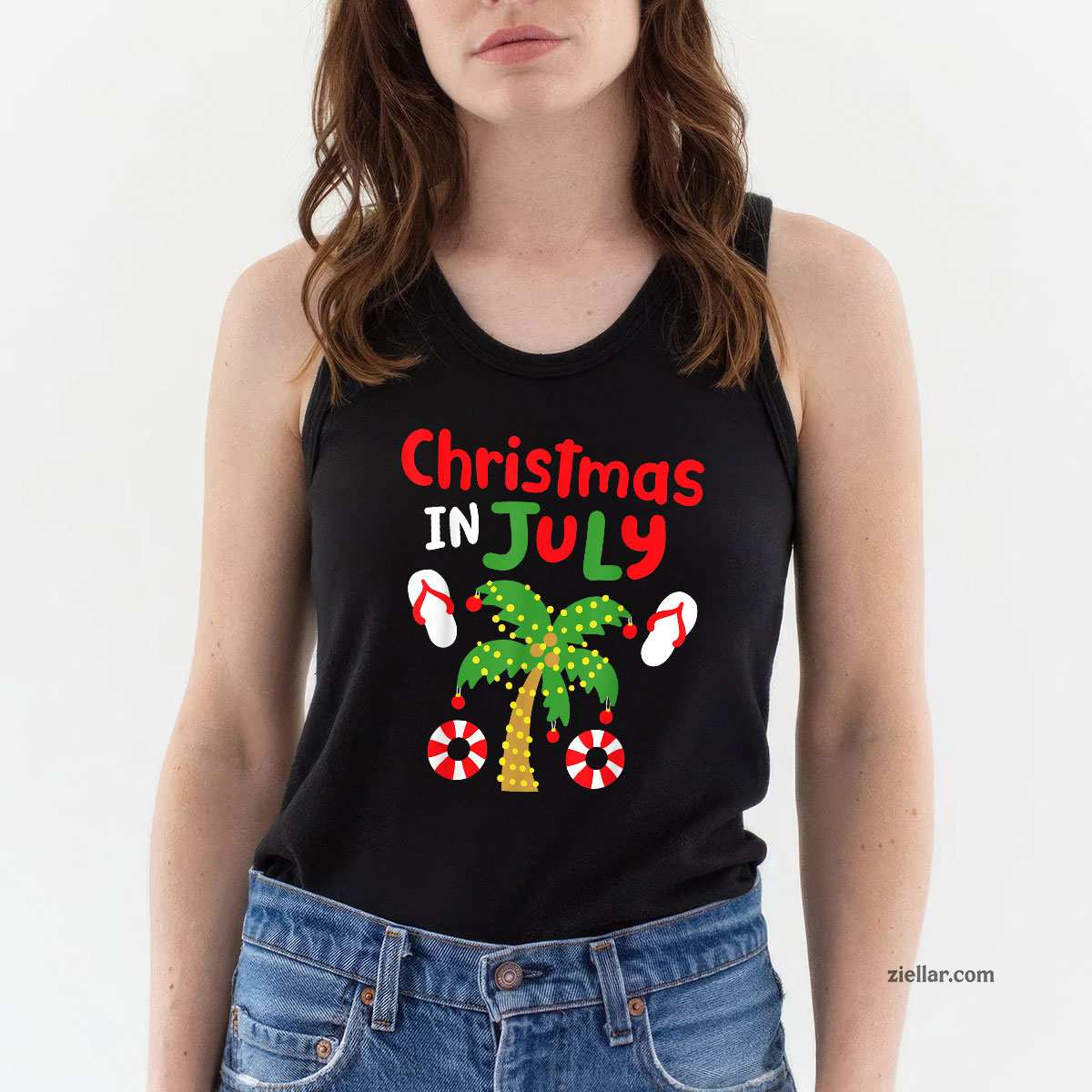 Christmas in July Funny Summer Xmas Men Women Tank Top Shirt Funny Christmas in July Tee and Tank Top Shirt for Men Women Adults