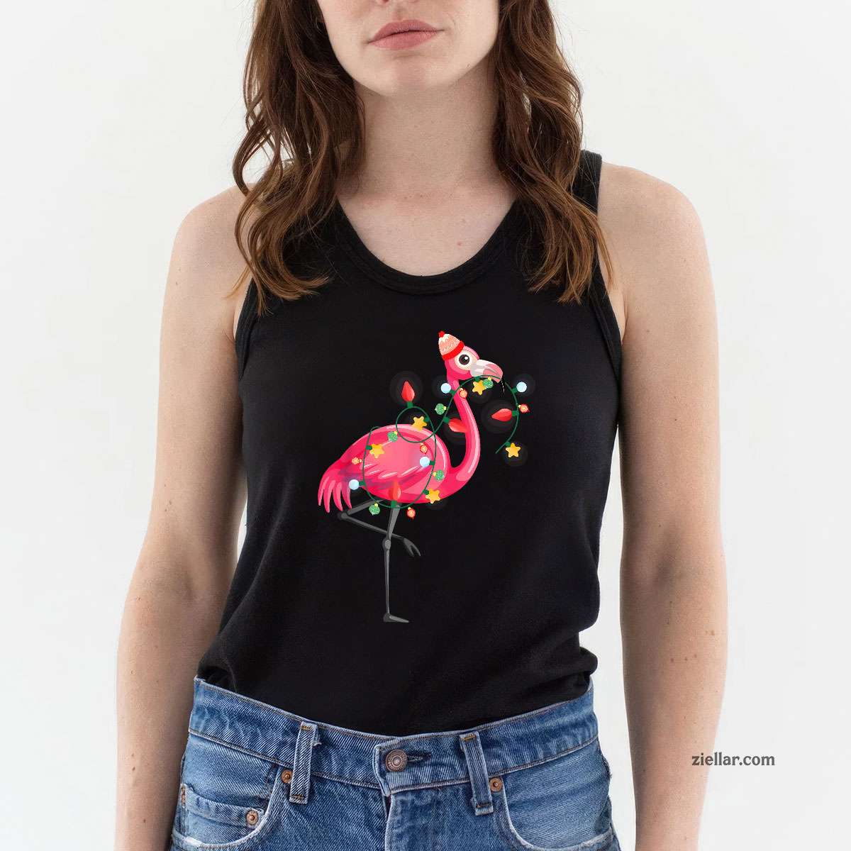 Hawaiian Summer Tropical Flamingo Funny Christmas In July Tank Top Shirt Funny Christmas in July Tee and Tank Top Shirt for Men Women Adults