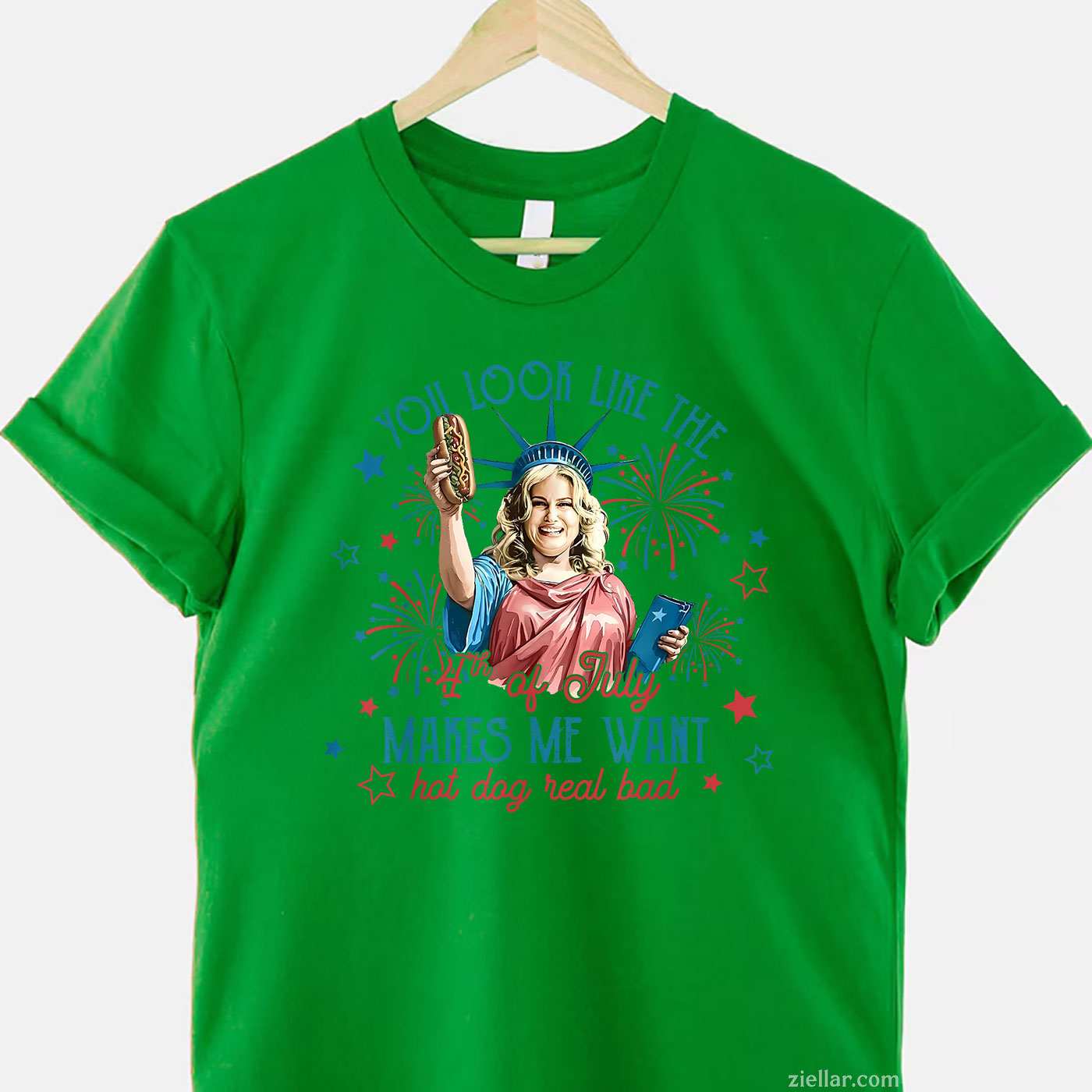 You Look Like 4th Of July Makes Me Want A Hot Dog Real Bad Tee and T-Shirt, Funny Patriotic 4th of July USA Freedom T-Shirt for Adults