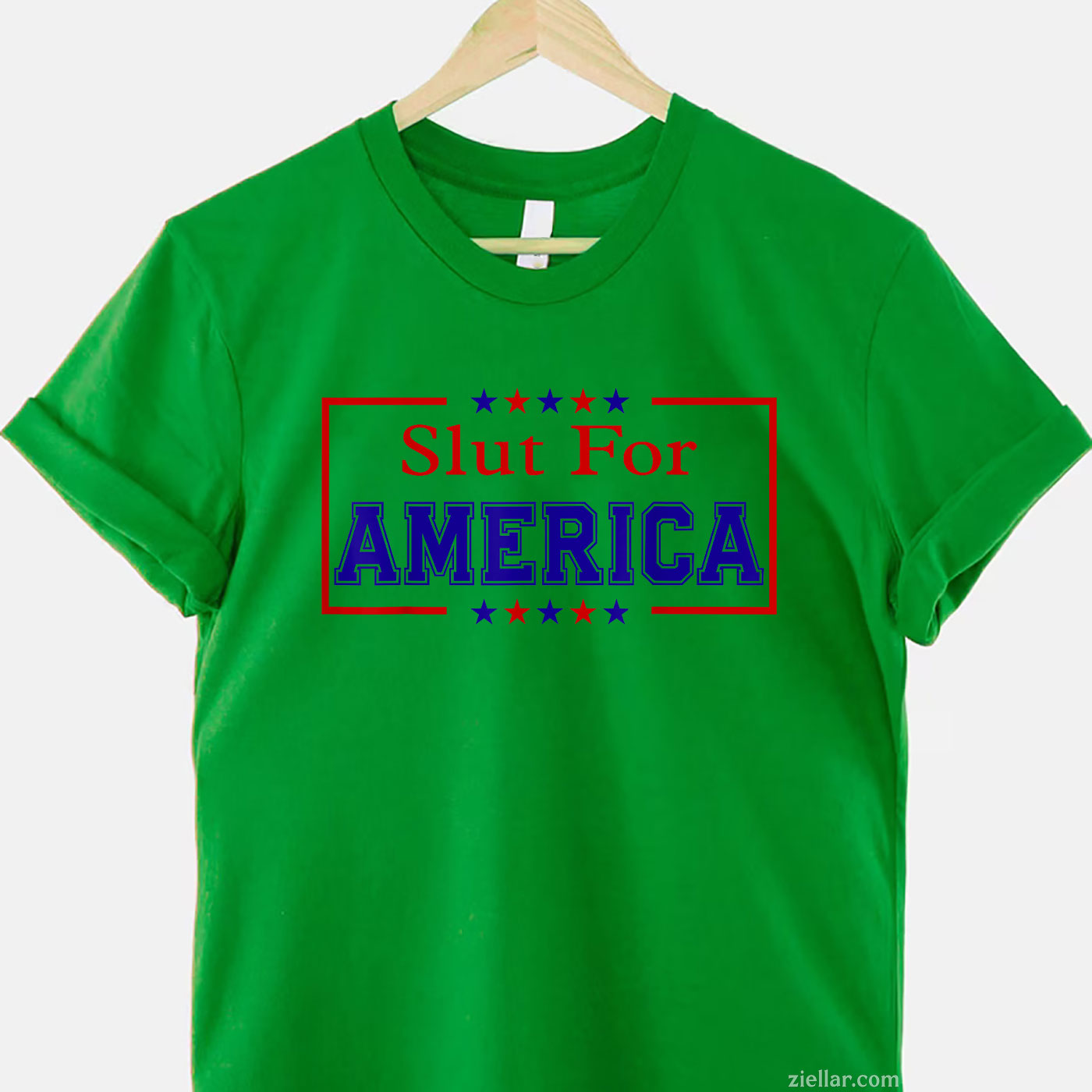 Slut For America 4th Of July Tee and T-Shirt, Funny Patriotic 4th of July USA Freedom T-Shirt for Adults