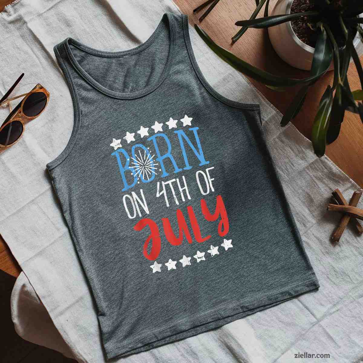 Born On 4th Of July Independence Day Birthday Gift American Tank Top Shirt