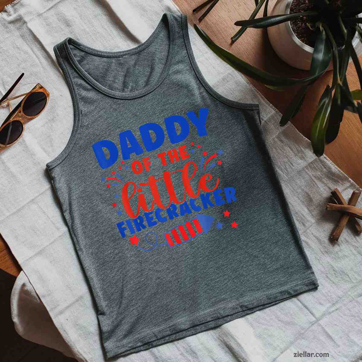 Daddy of the little firecracker Fourth July Birthday Tank Top Shirt