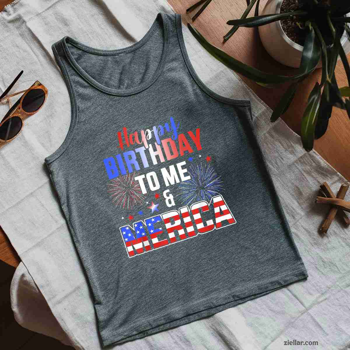 Happy birthday to me and merica with US flag 4th of July Tank Top Shirt