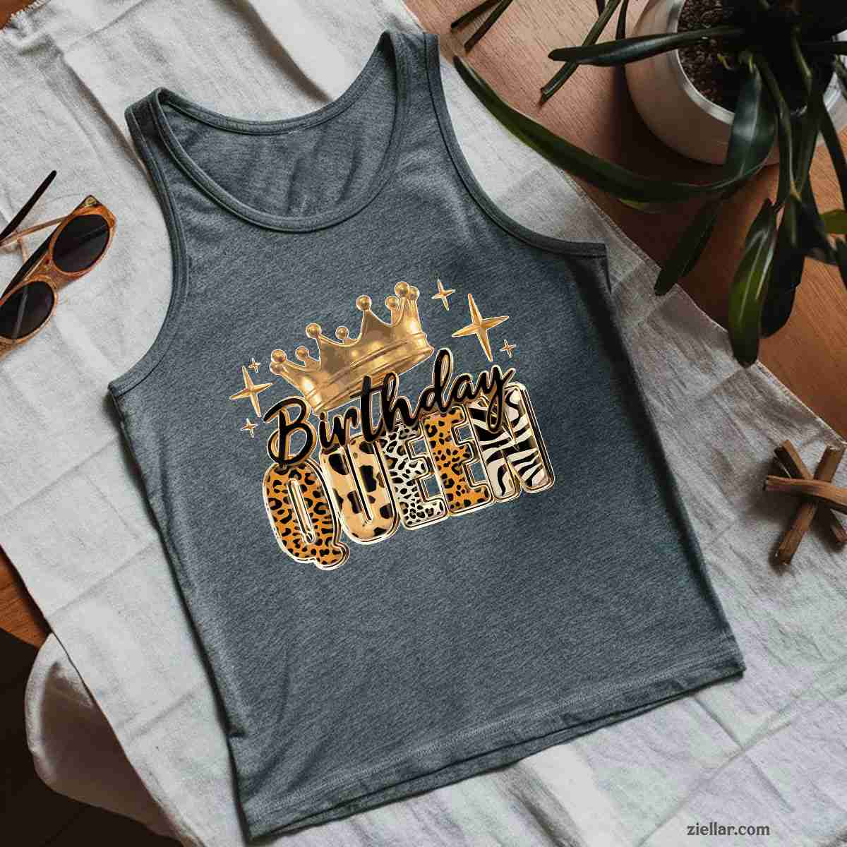 Birthday Queen Golden Crown American Afro Girls Women party Tank Top Shirt
