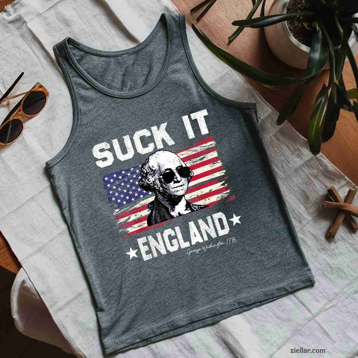 Suck It England Funny 4th of July George Washington 1776 Tank Top Shirt Tee for Men Women Unisex