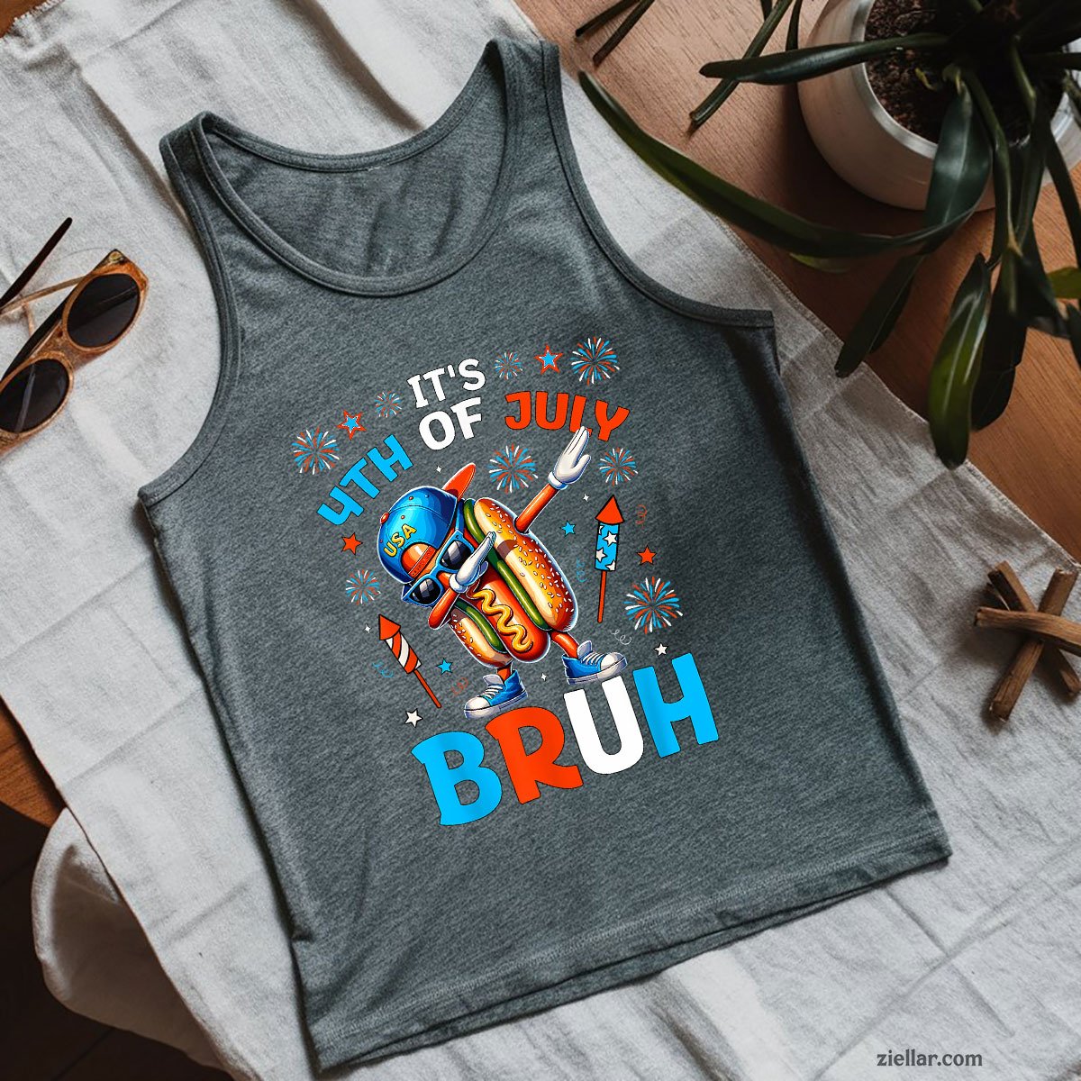 Bruh 4th Of July Hotdog Funny Fourth of July Tank Top Shirt Tee for Men Women Unisex