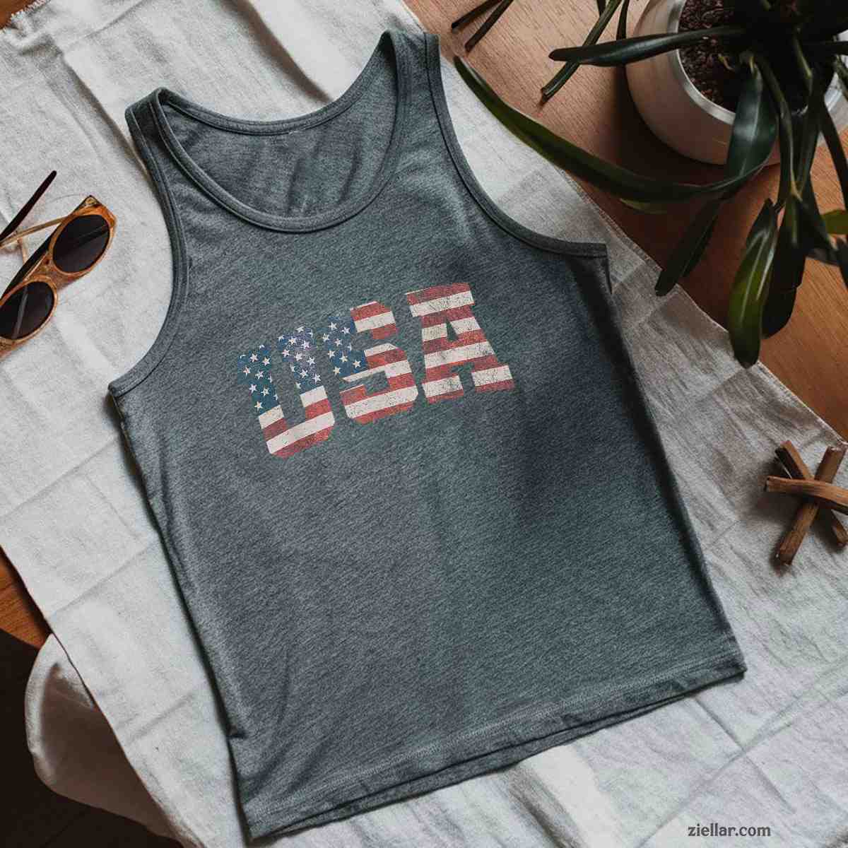 USA US Flag Patriotic 4th of July America Tank Top Shirt Tee for Men Women Unisex