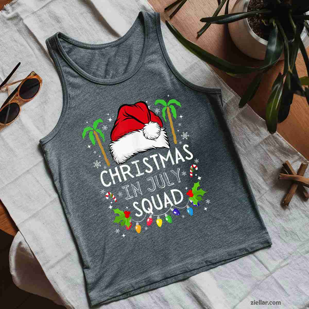 Christmas In July Squad Funny Summer Xmas Men Women Tank Top Shirt Funny Christmas in July Tee and Tank Top Shirt for Men Women Adults Limited Edition