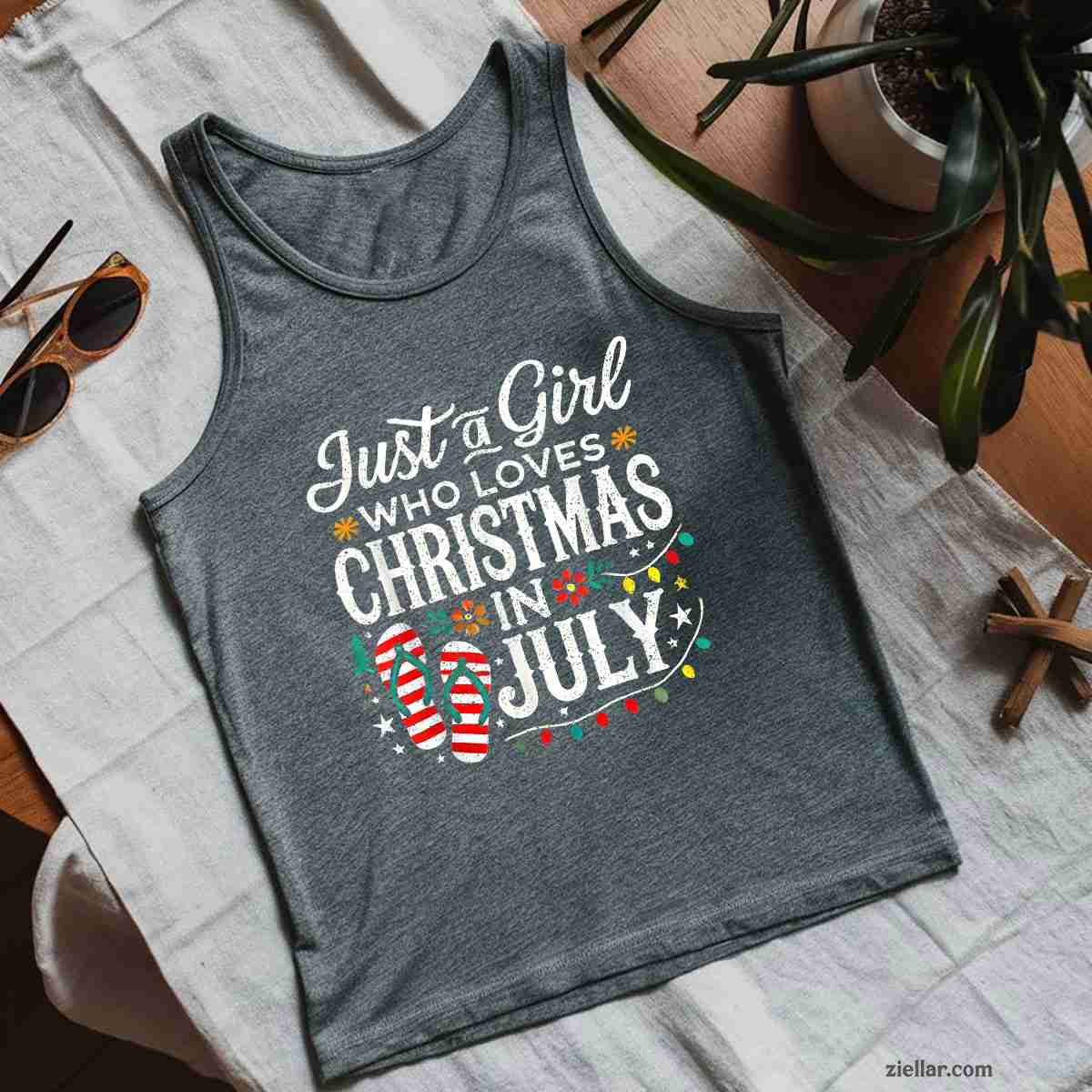 Christmas In July Shirt Funny Summer Beach Vacation Tank Top Shirt Funny Christmas in July Tee and Tank Top Shirt for Men Women Adults