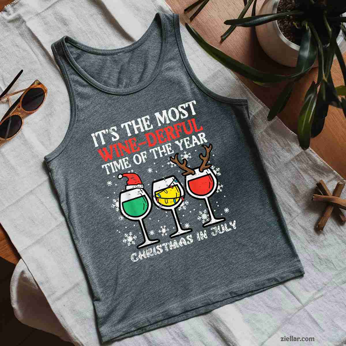 Christmas In July Most Winederful Time Funny Xmas Mom Women Tank Top Shirt Funny Christmas in July Tee and Tank Top Shirt for Men Women Adults