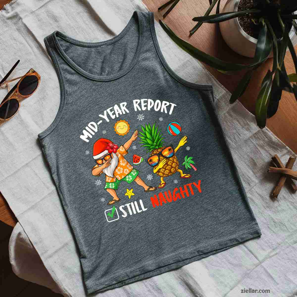Mid-Year Report Still Naughty Xmas In July Dabbing Santa Tank Top Shirt Funny Christmas in July Tee and Tank Top Shirt for Men Women Adults