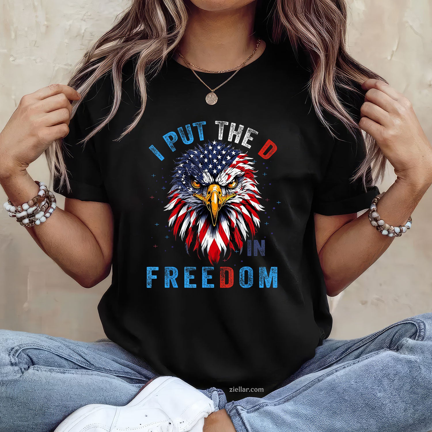 I Put The D In Freedom 4th of July Tee and T-Shirt, Funny Patriotic 4th of July USA Freedom T-Shirt for Adults