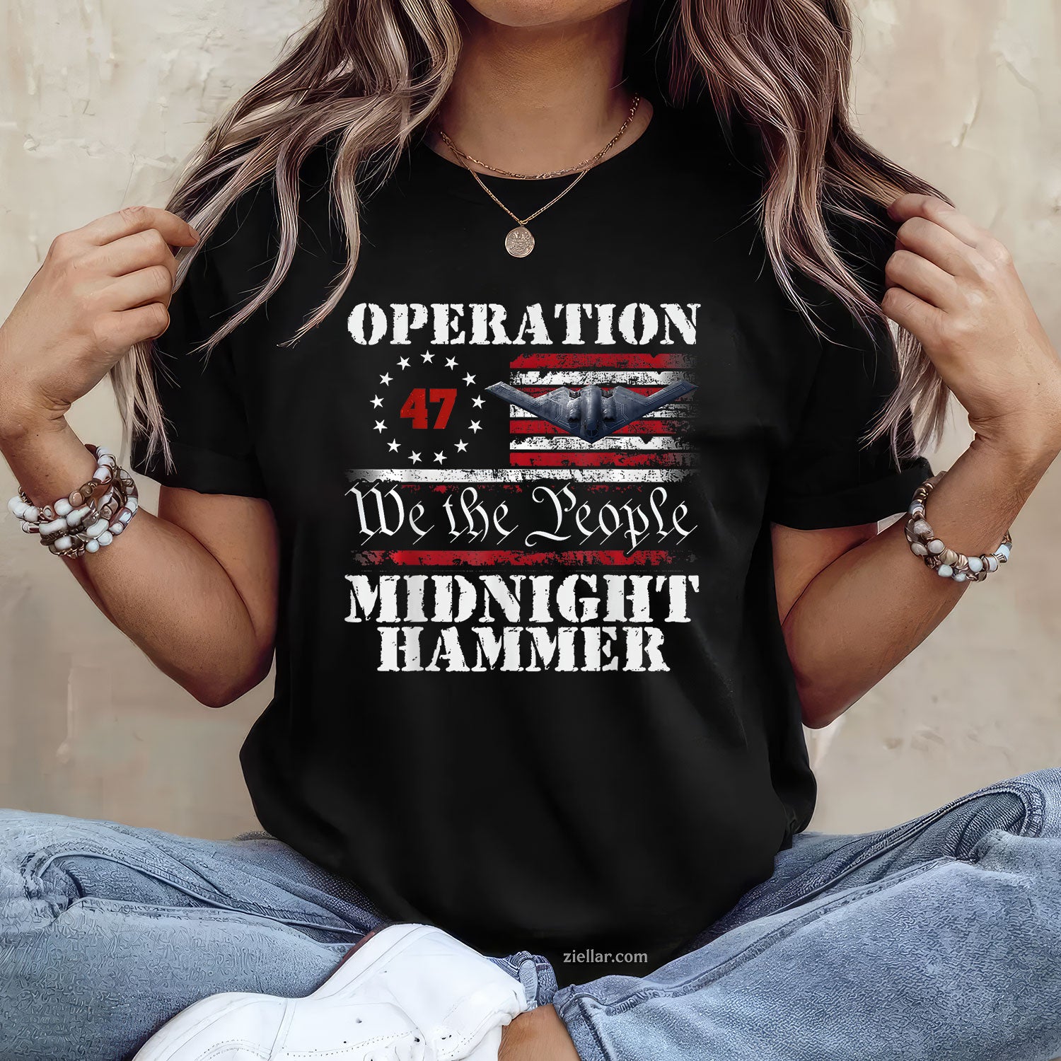 Midnight Hammer B-2 Stealth Jet Operation Midnight Hammer Tee and T-Shirt, Military Jet Tactical Midnight Hammer T-Shirt for Adults