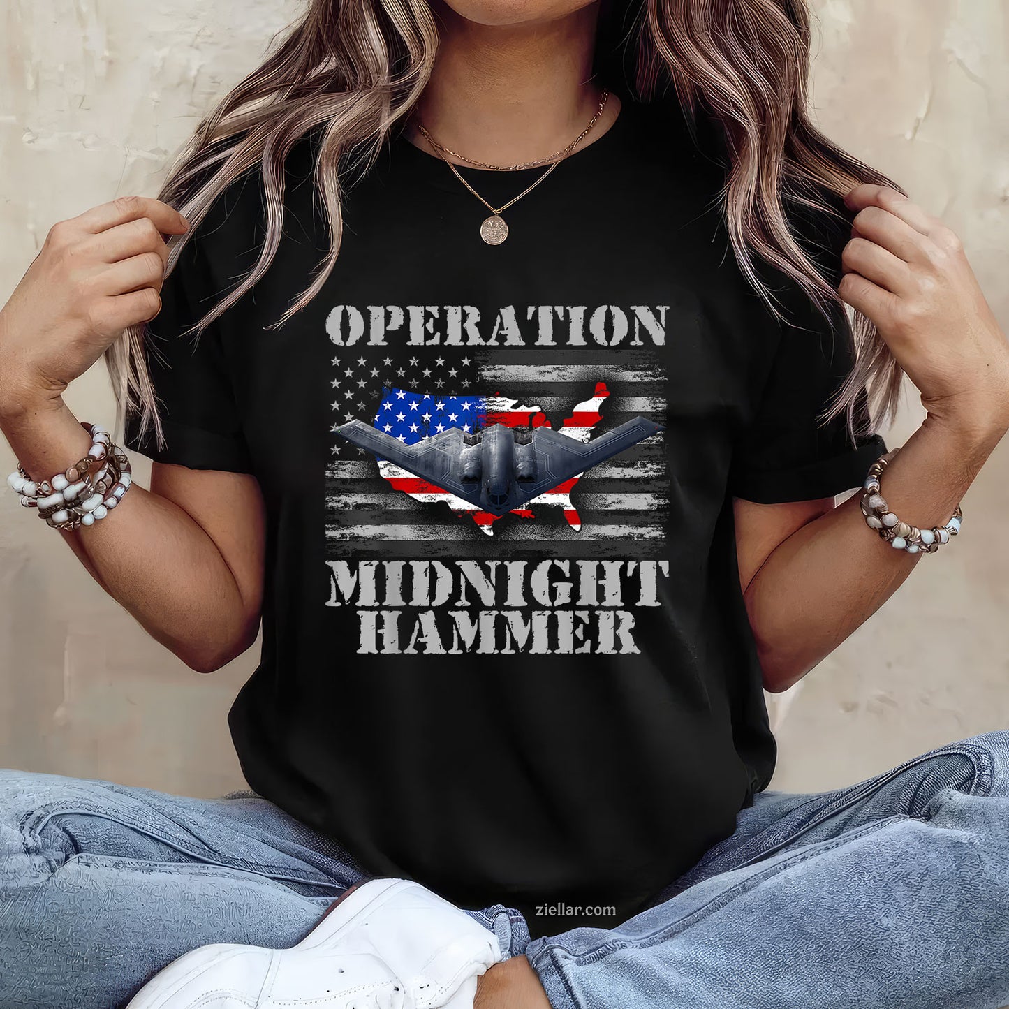 B-2 Stealth Jet Shirt Operation Midnight Hammer Tee and T-Shirt, Military Jet Tactical Midnight Hammer T-Shirt for Adults