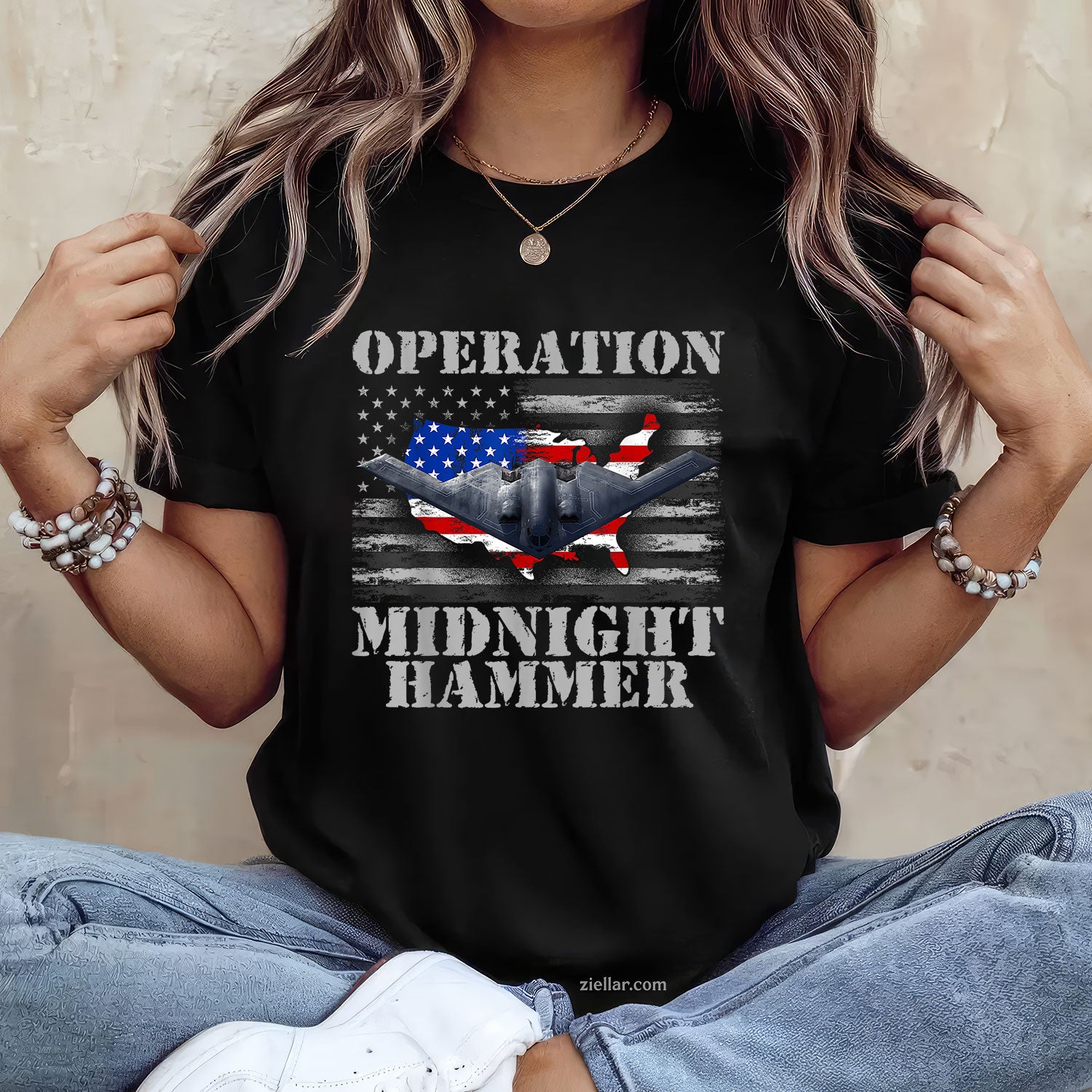 B-2 Stealth Jet Shirt Operation Midnight Hammer Tee and T-Shirt, Military Jet Tactical Midnight Hammer T-Shirt for Adults