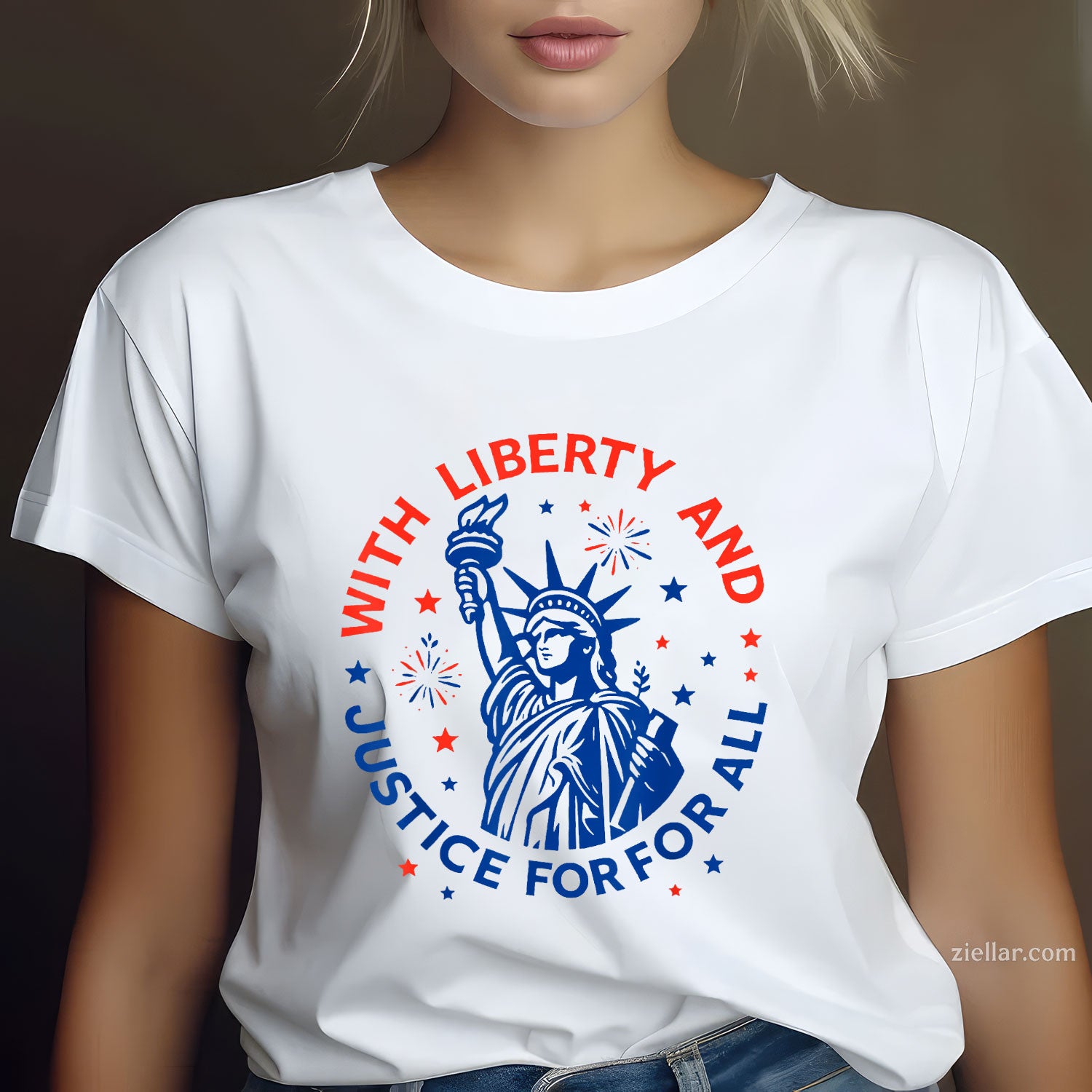 With Liberty And Justice For All Tee and T-Shirt, With Liberty and Justice for All Patriotic USA T-Shirt