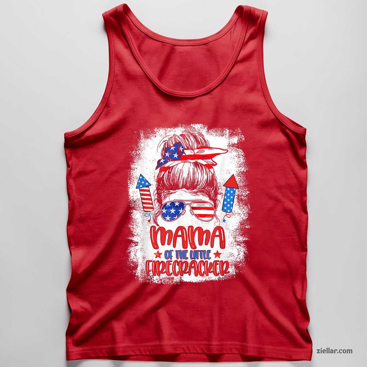 Mama Of The Little Firecracker 4th of July Birthday For Mom Tank Top Shirt