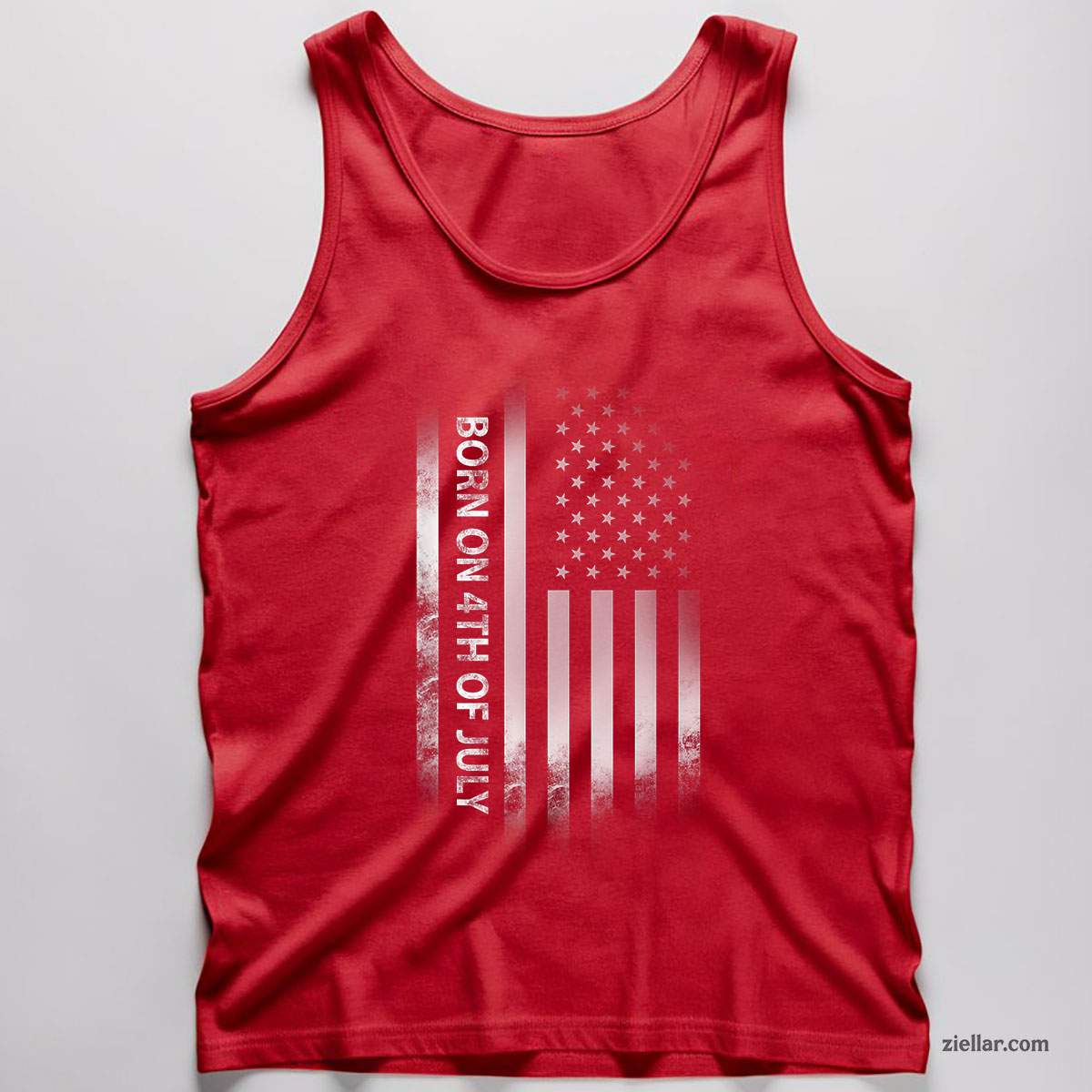4th of July Birthday American Flag Born on the Fourth Tee Tank Top Shirt