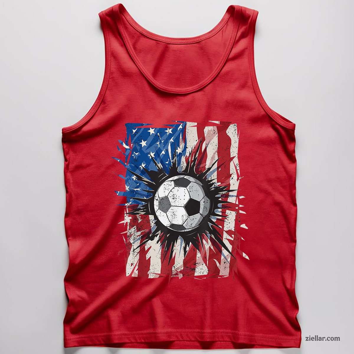 Patriotic Soccer 4th of July Men USA American Flag Boys Tank Top Shirt
