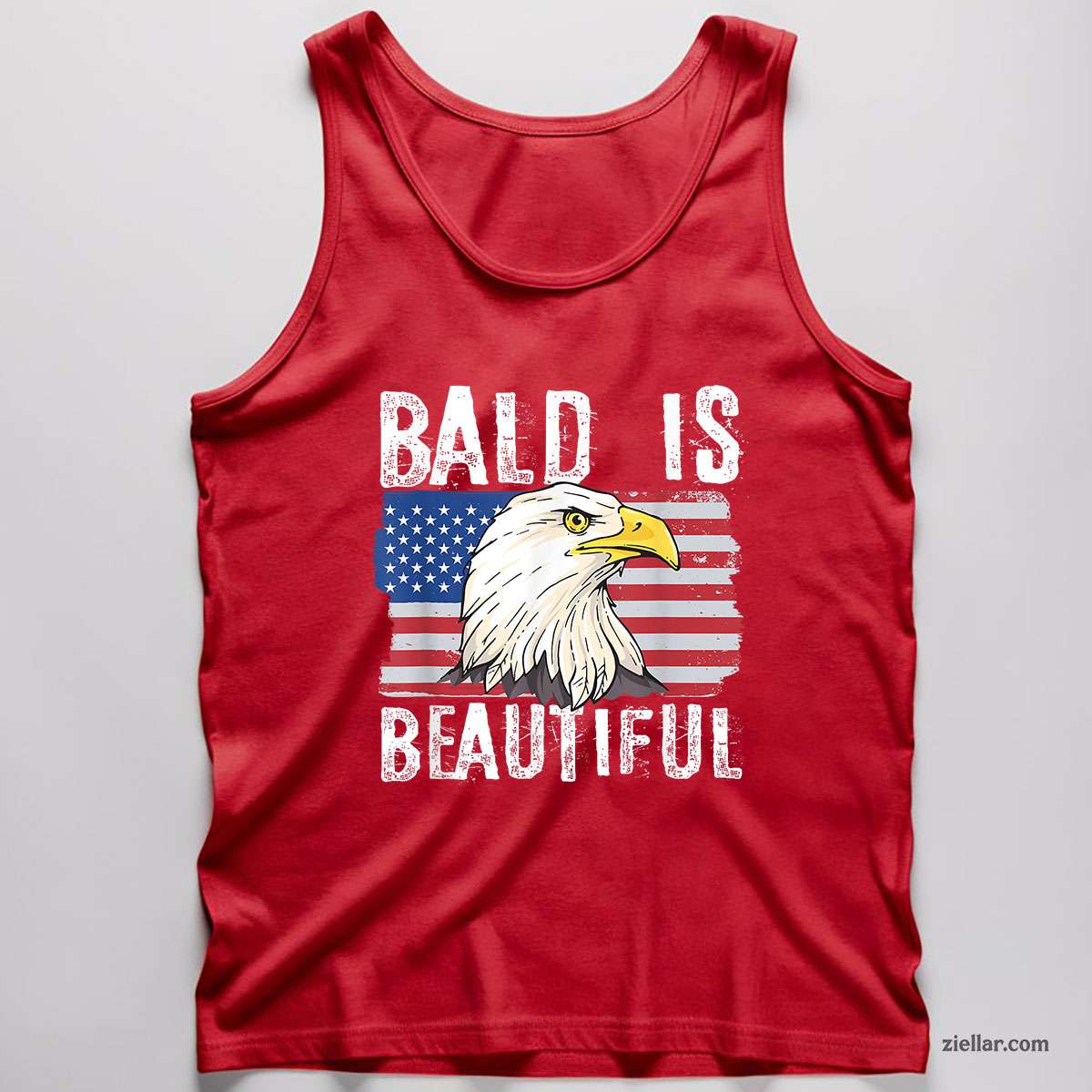Bald Is Beautiful 4th of July Independence Day Bald Eagle Tank Top Shirt Tee for Men Women Unisex