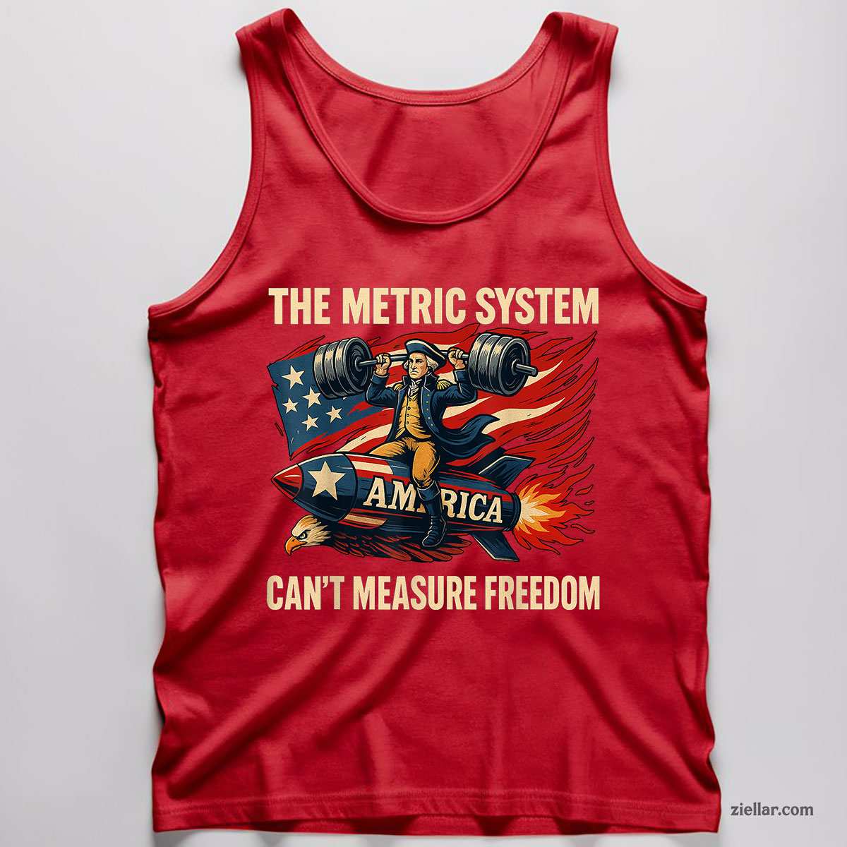 The Metric System Can't Measure Freedom Funny 4th of July Tank Top Shirt Tee for Men Women Unisex