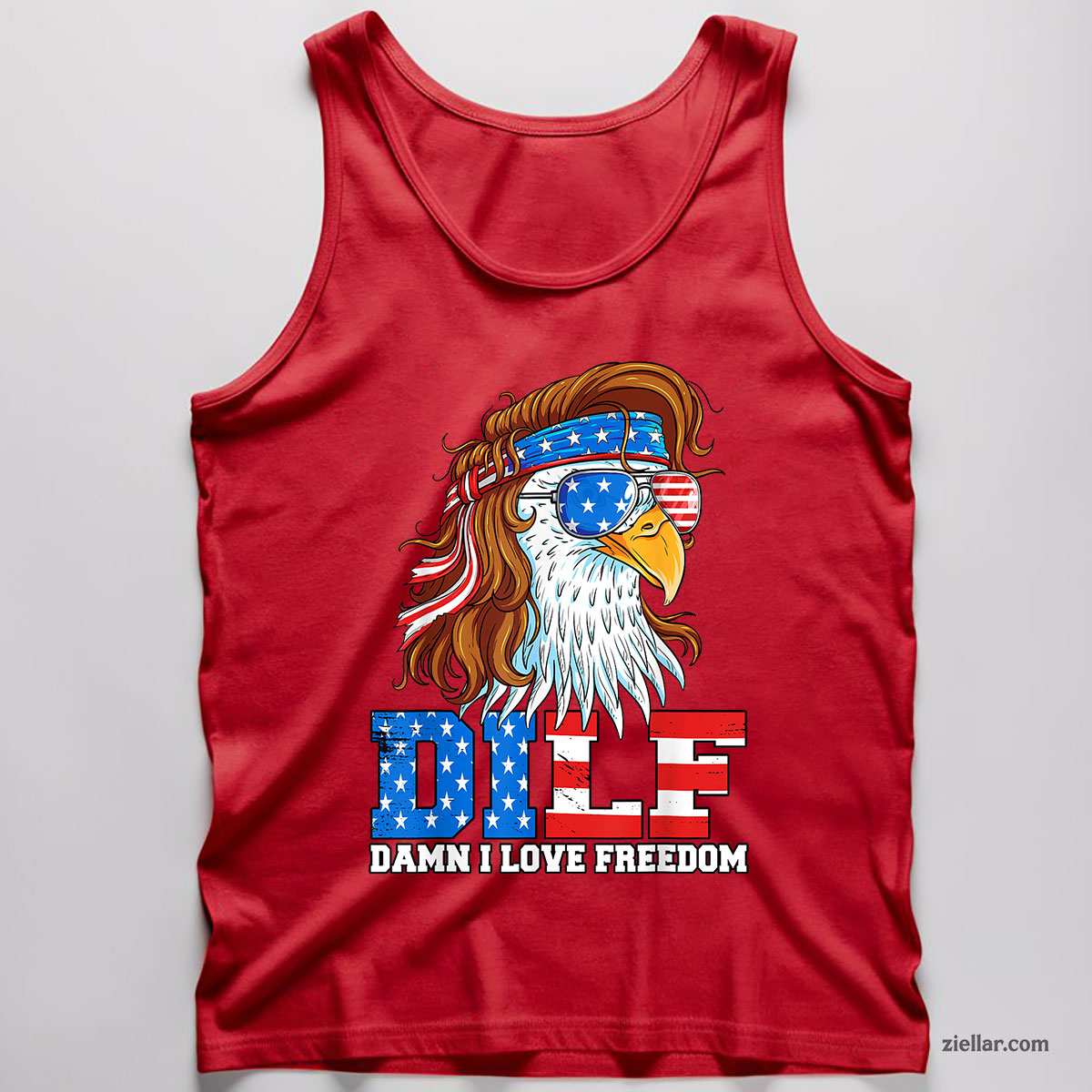 DILF Damn I Love Freedom Eagle Funny Patriotic 4th Of July Tank Top Shirt Tee for Men Women Unisex