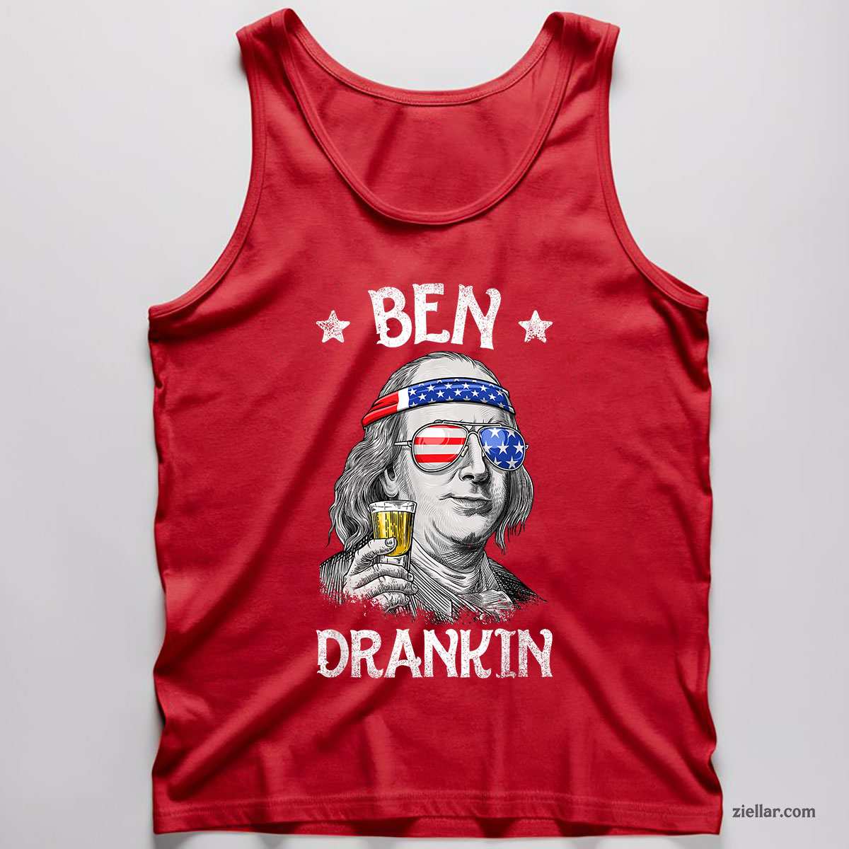 Ben Drankin 4th of July Benjamin Franklin Men Women USA Flag Tank Top Shirt Tee
