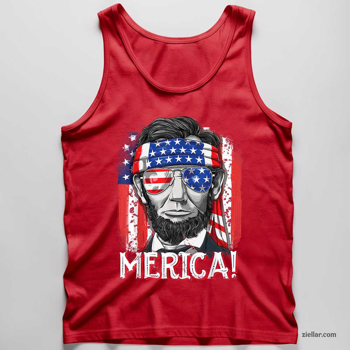 Lincoln 4th Of July Merica Abe Men Women American Flag Tank Top Shirt Tee